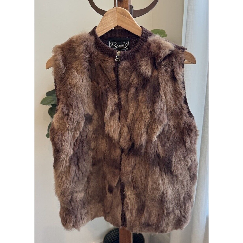 100% Brown rabbit hair Rochelle of California vest Women’s Size Small